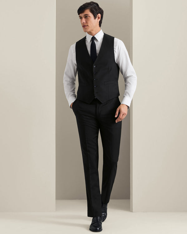 Natural Stretch Twill Vest - Black