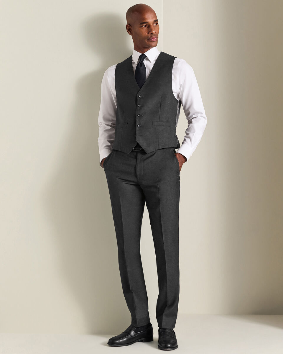 Natural Stretch Twill Vest - Charcoal
