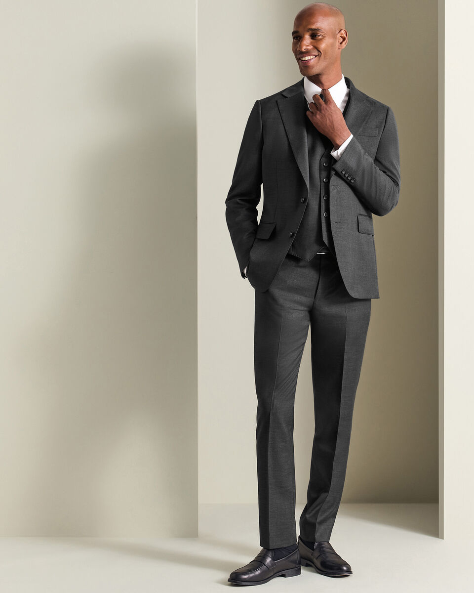 Natural Stretch Twill Vest - Charcoal