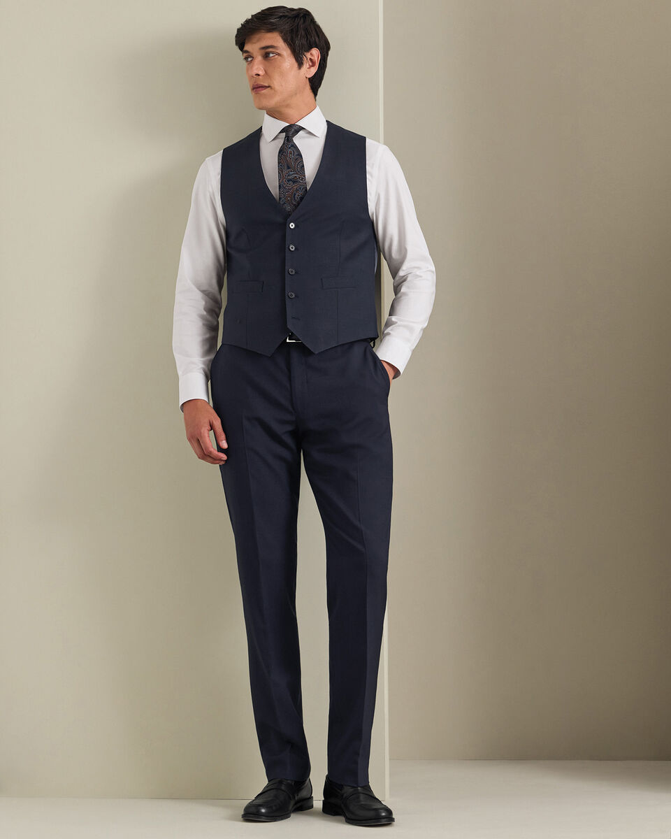 Natural Stretch Twill Vest - Navy