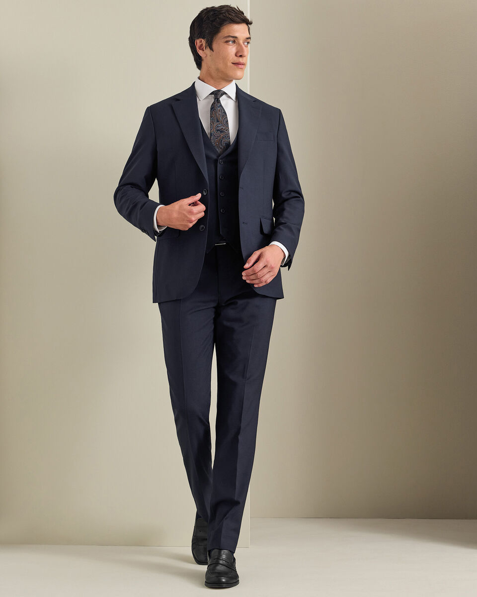 Natural Stretch Twill Vest - Navy