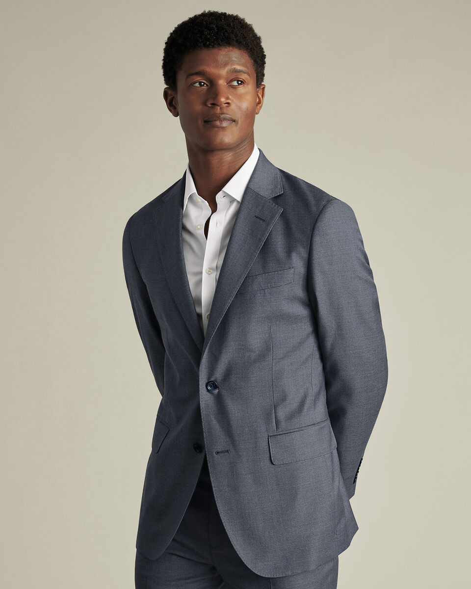 Natural Stretch Twill Suit Jacket - Airforce Blue Main image