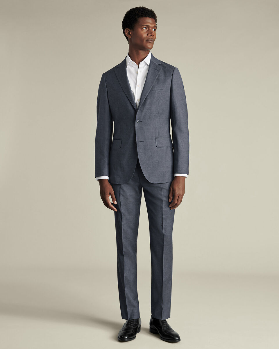Natural Stretch Twill Suit Jacket - Airforce Blue