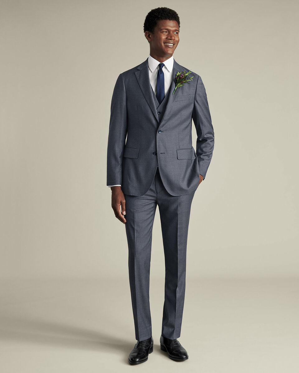 Natural Stretch Twill Suit Jacket - Airforce Blue
