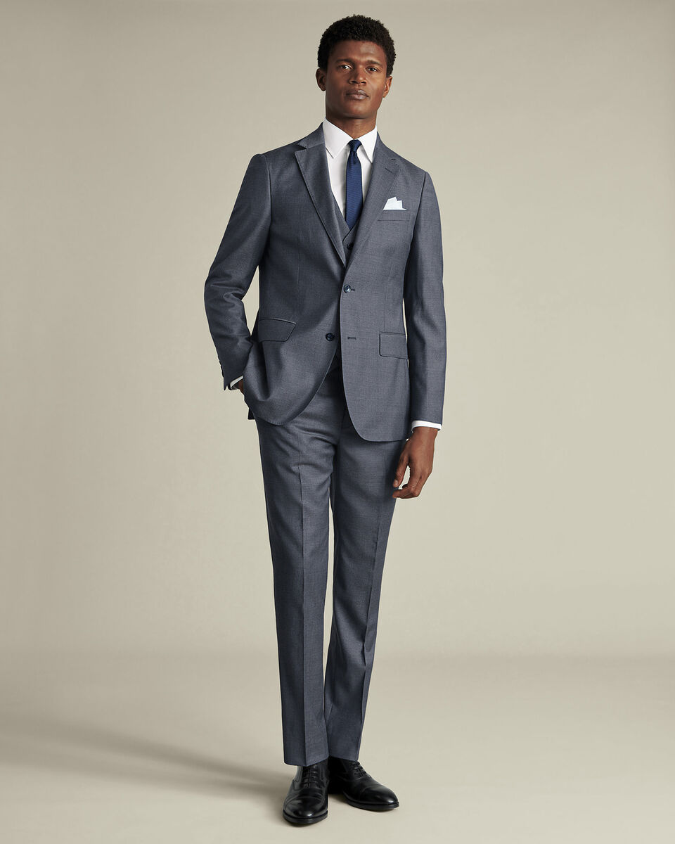Natural Stretch Twill Suit Vest - Airforce Blue