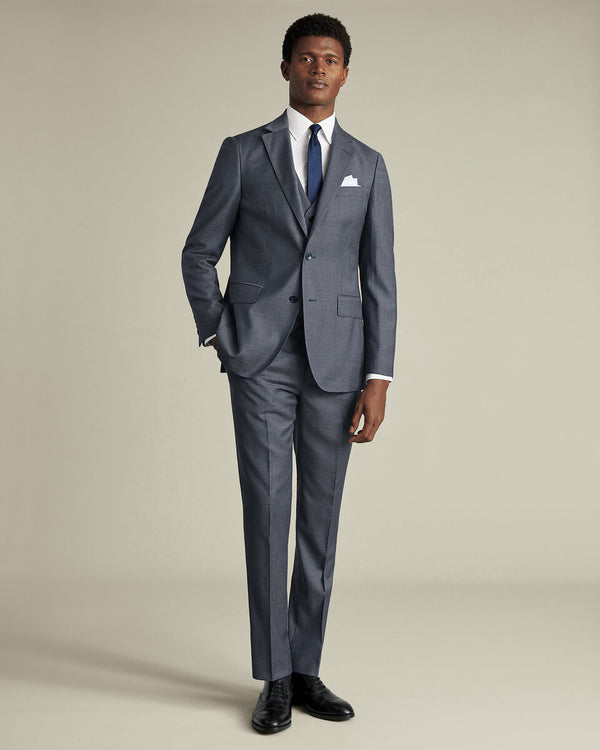 Natural Stretch Twill Suit Vest - Airforce Blue