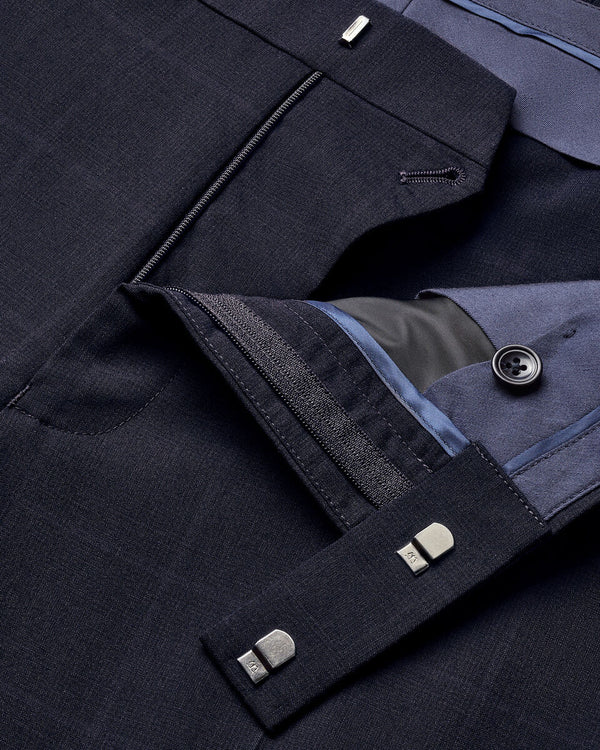 Check Suit Pants - Navy