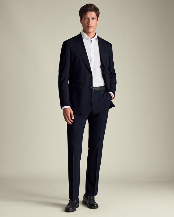 Check Suit Pants - Navy