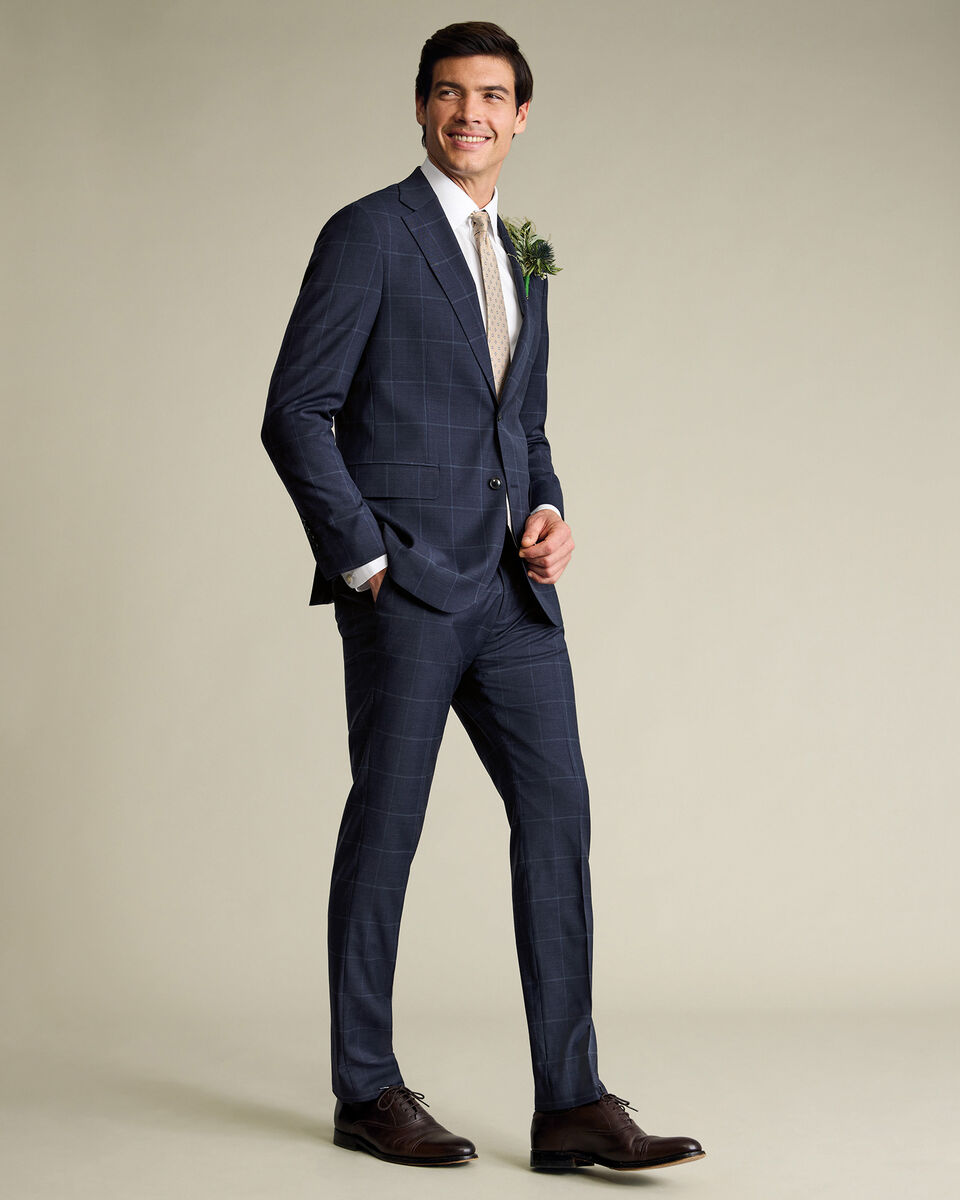 Windowpane Suit Jacket – Indigo Blue