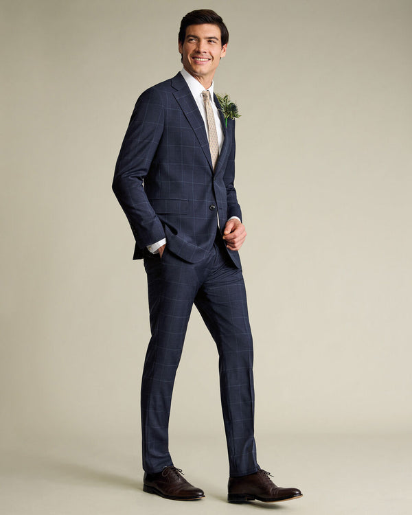 Windowpane Suit Jacket – Indigo Blue