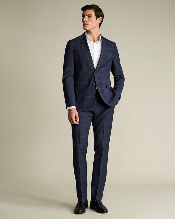 Windowpane Suit Pants – Indigo Blue
