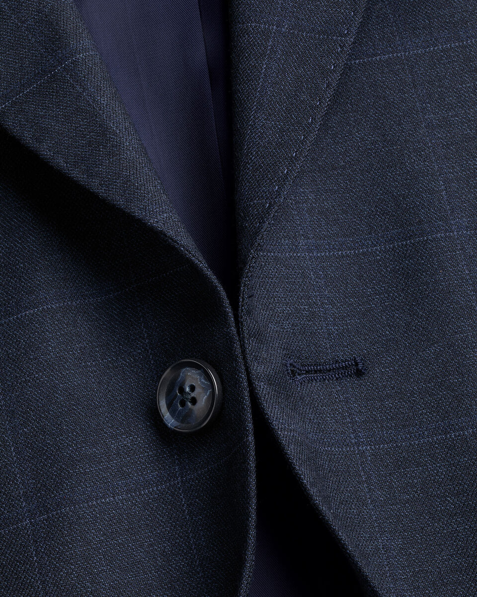 Check Suit Jacket - Indigo Blue