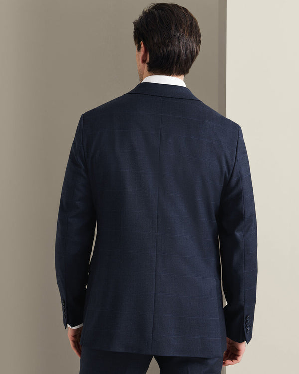 Check Suit Jacket - Indigo Blue