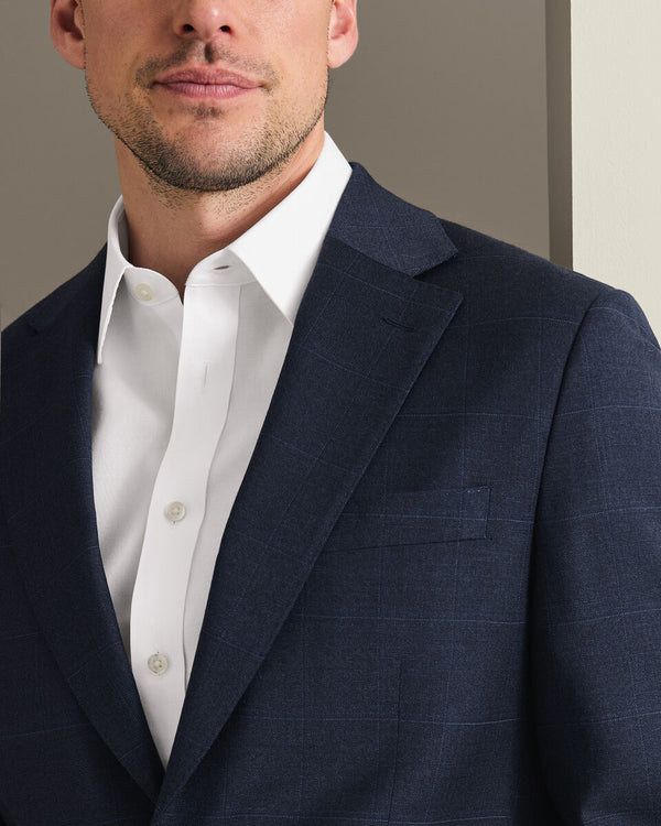 Check Suit Jacket - Indigo Blue
