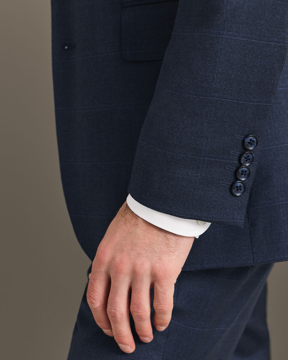 Check Suit Jacket - Indigo Blue