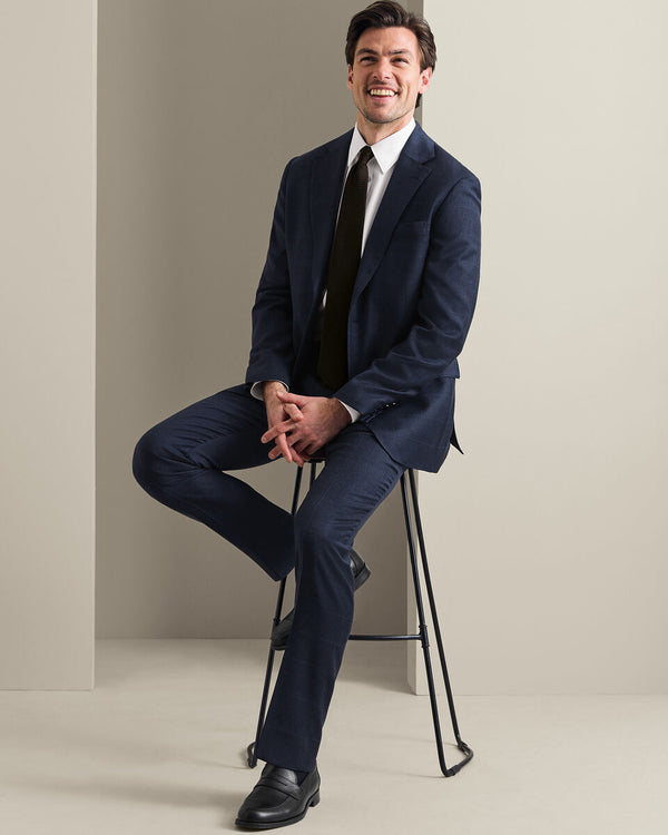 Check Suit Jacket - Indigo Blue