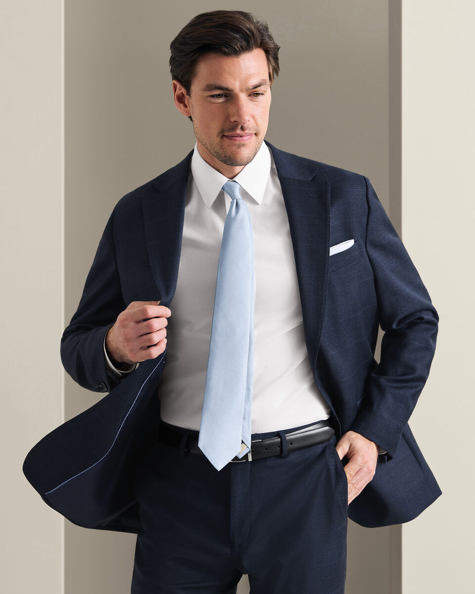 Check Suit Jacket - Indigo Blue