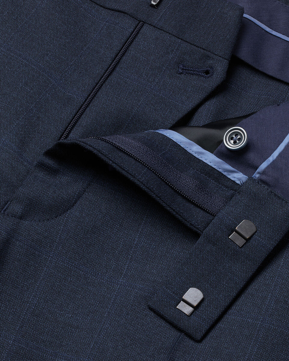 Check Suit Pants - Indigo Blue