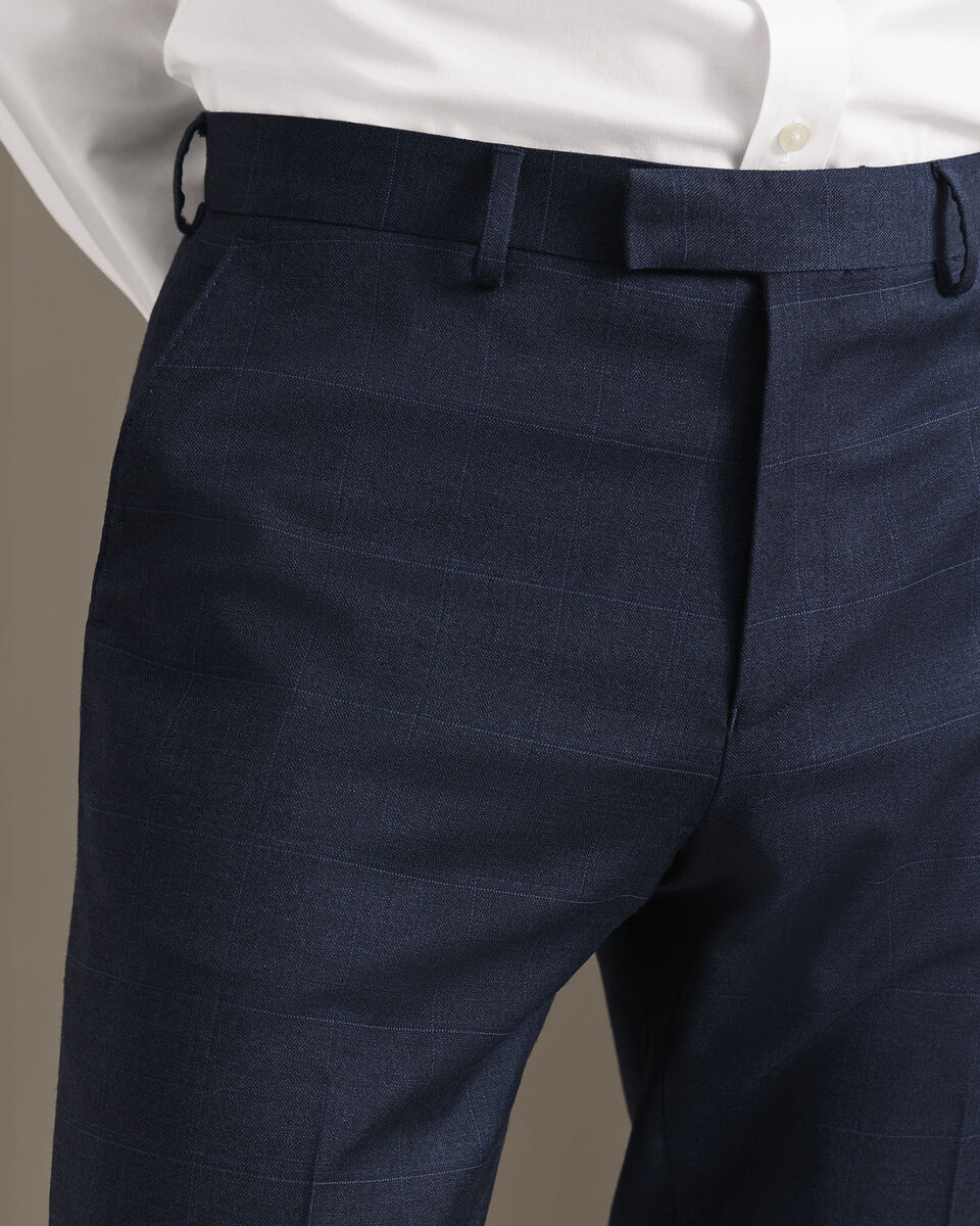 Check Suit Pants - Indigo Blue