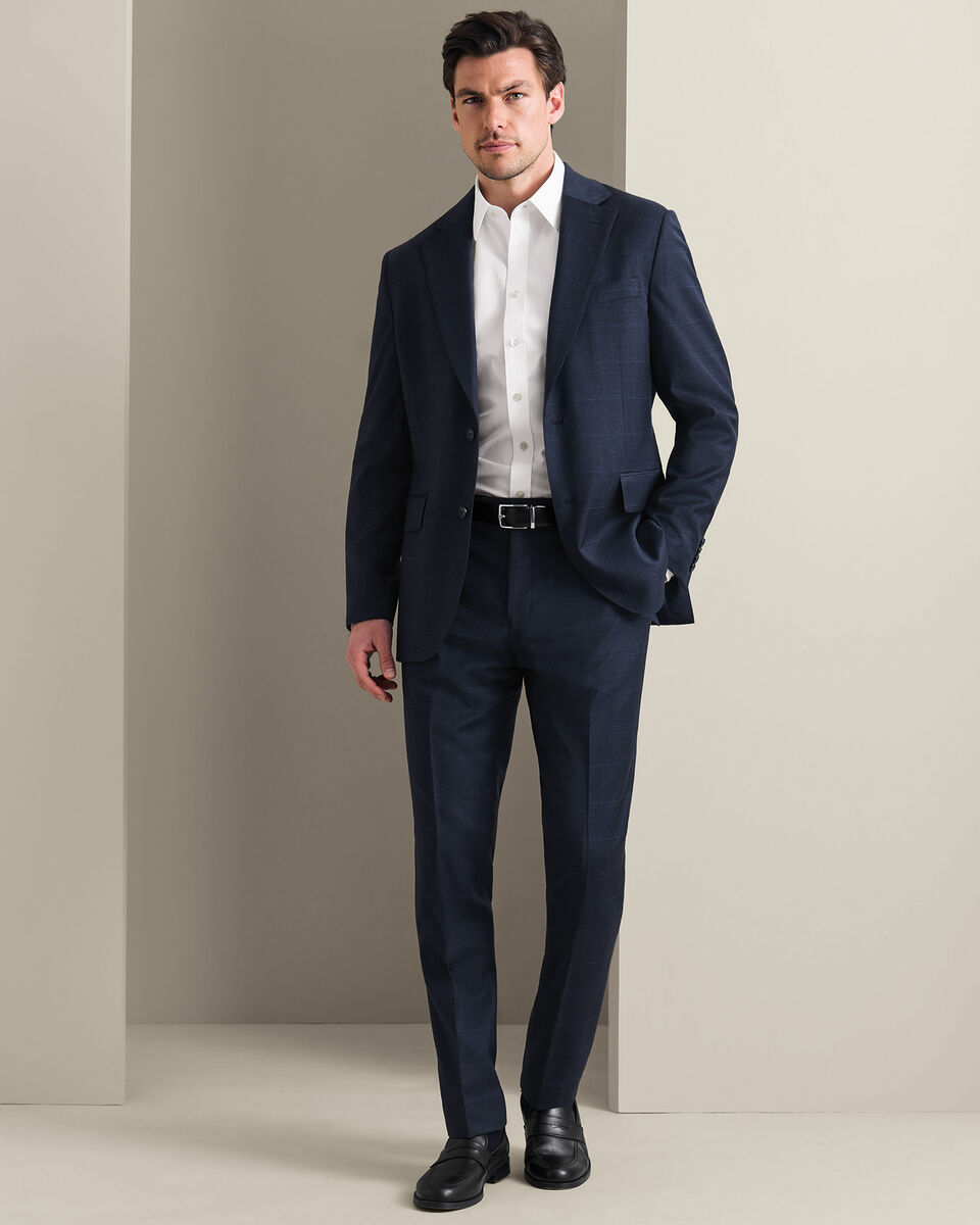 Check Suit Pants - Indigo Blue