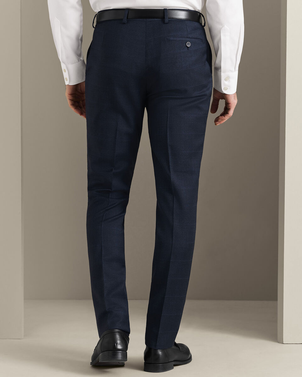 Check Suit Pants - Indigo Blue