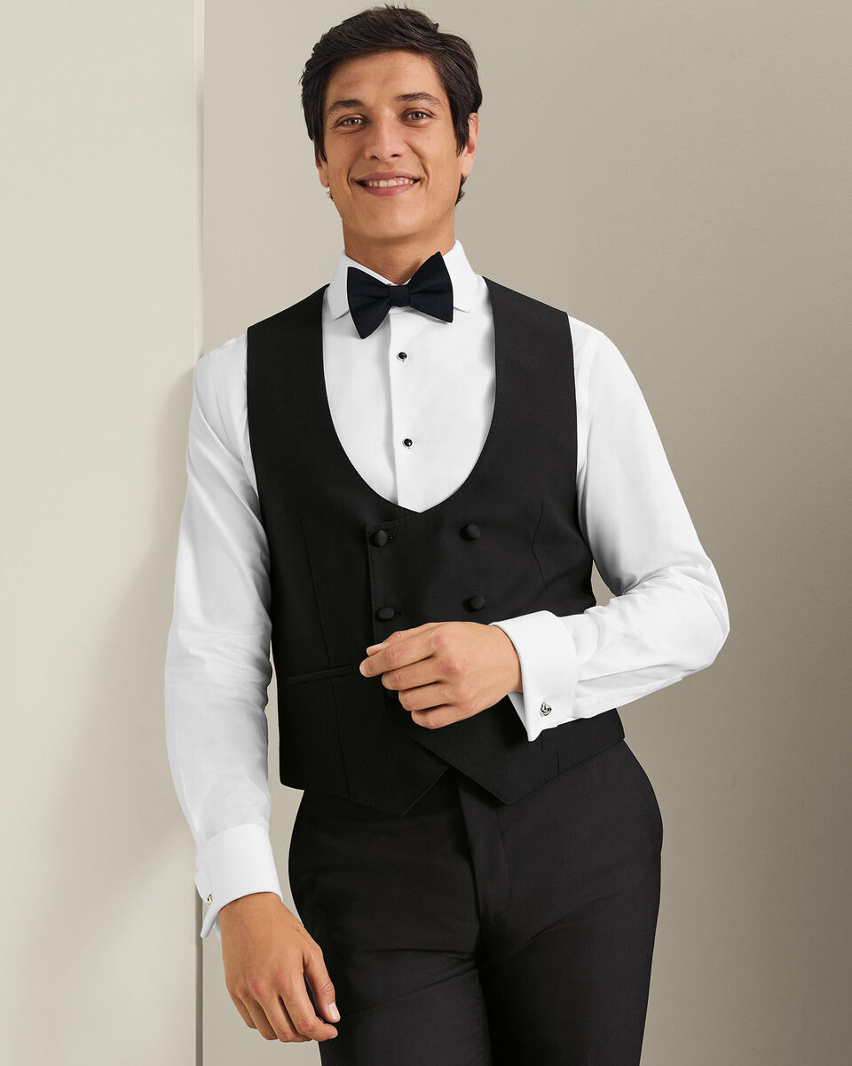 Tuxedo Double Breasted Vest - Black