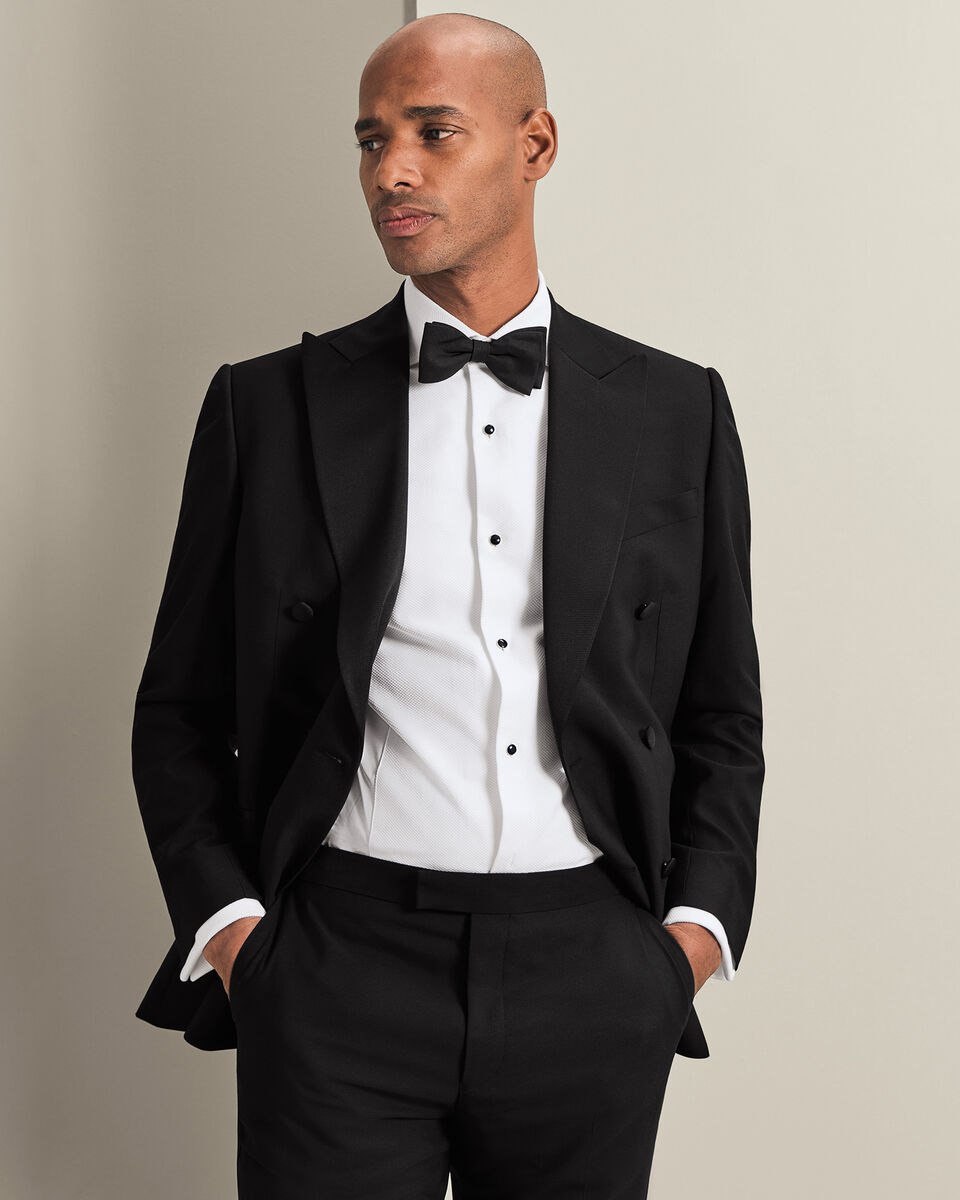 Double Breasted Tuxedo Jacket - Black