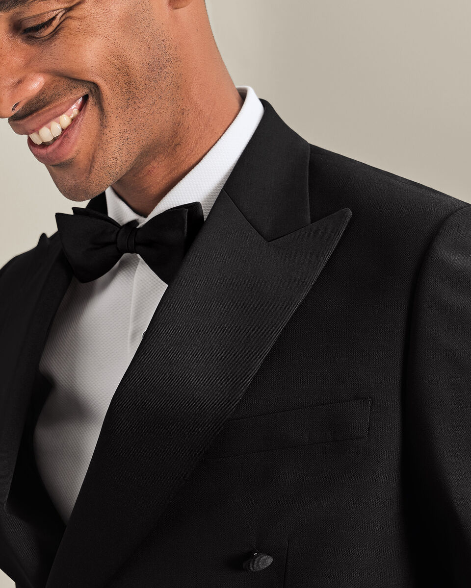 Double Breasted Tuxedo Jacket - Black