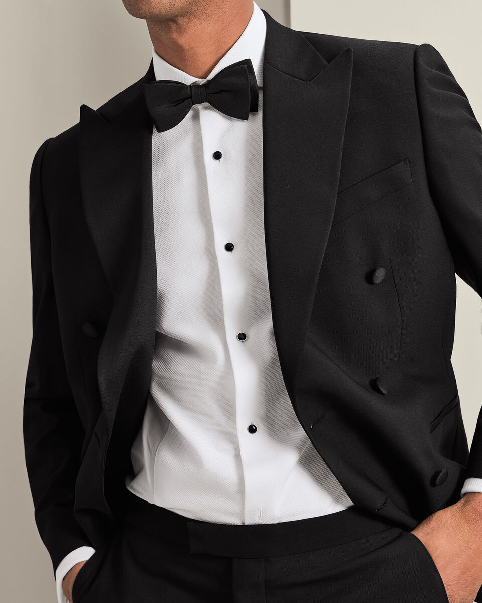 Double Breasted Tuxedo Jacket - Black