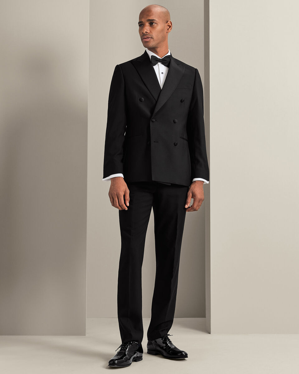 Double Breasted Tuxedo Jacket - Black