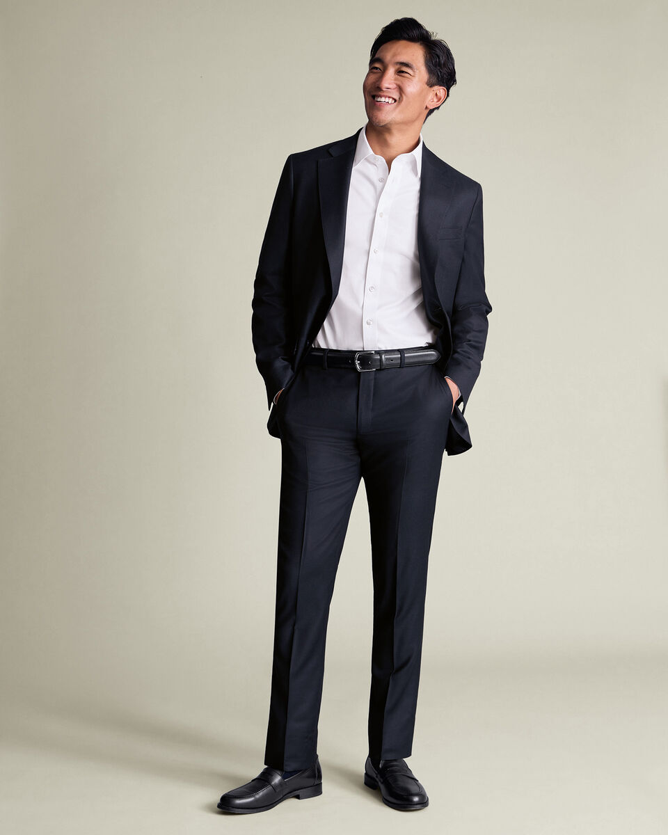 Italian Luxury Birdseye Suit Jacket - Navy