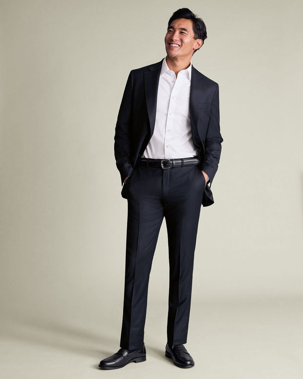 Italian Luxury Birdseye Suit Jacket - Navy