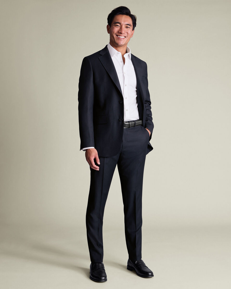 Italian Luxury Birdseye Suit Pants - Navy
