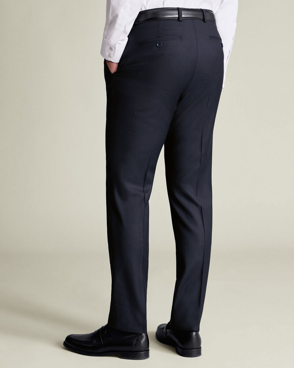 Italian Luxury Birdseye Suit Pants - Navy