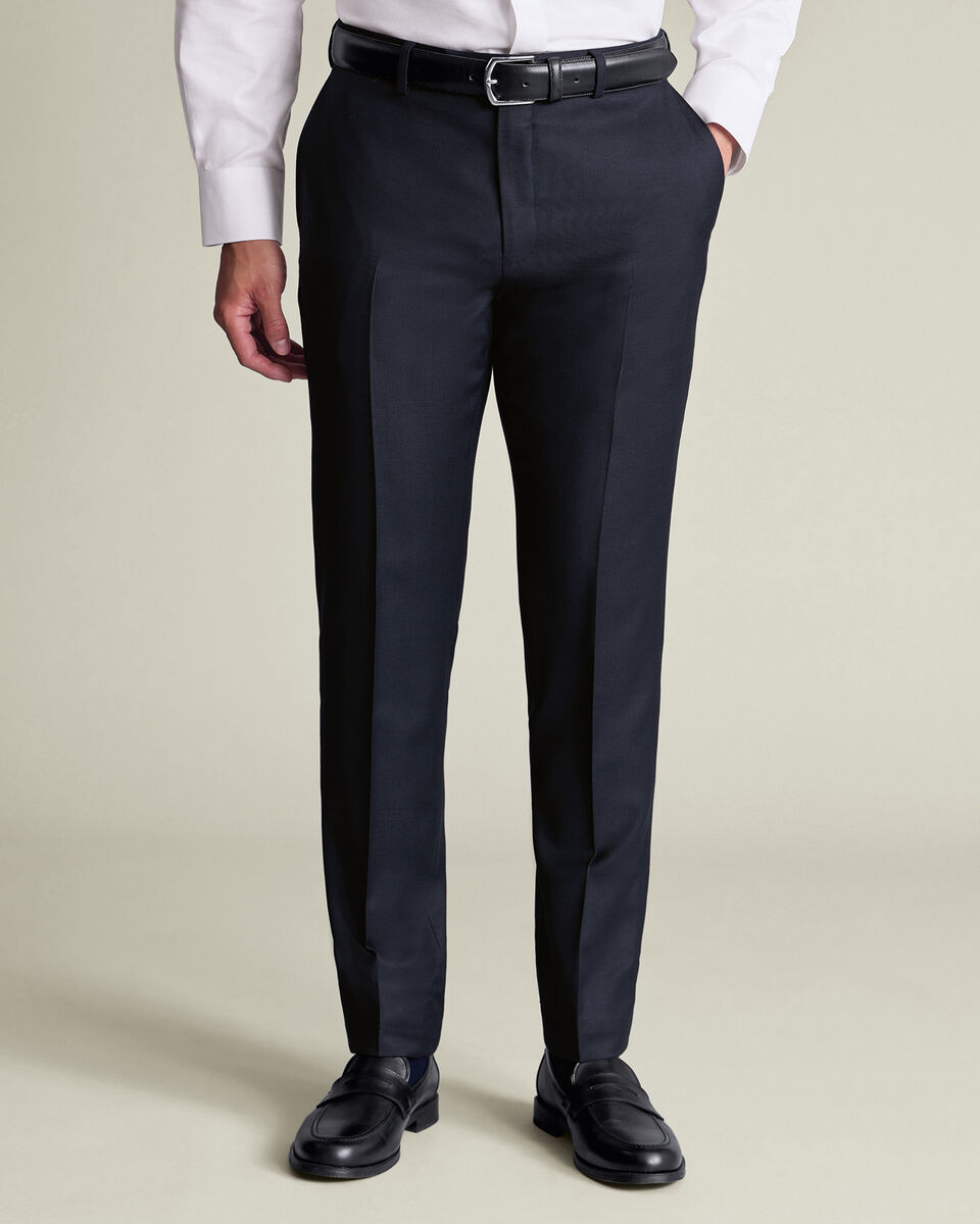Italian Luxury Birdseye Suit Pants - Navy Main image