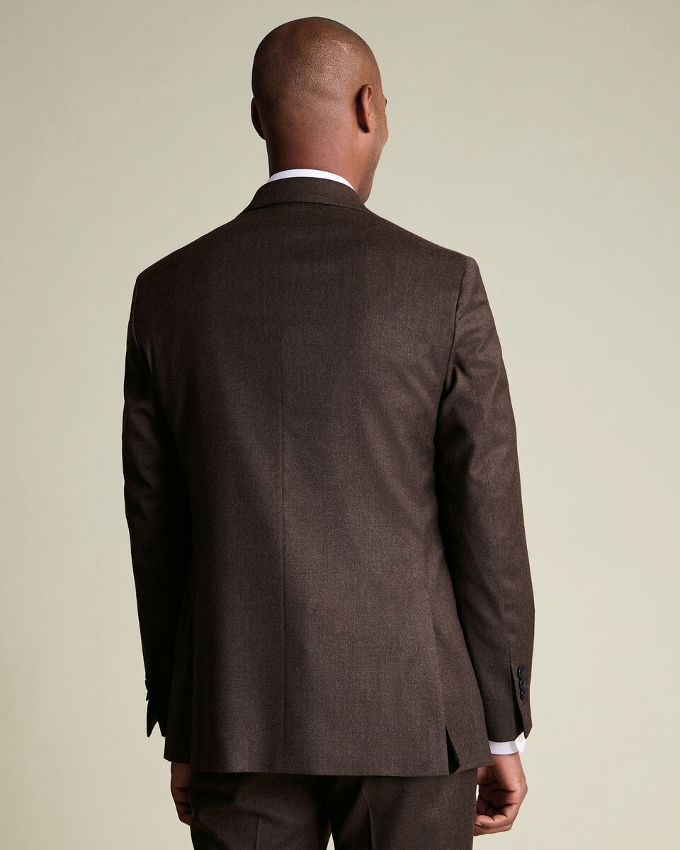 Italian Flannel Suit Jacket - Chocolate Brown