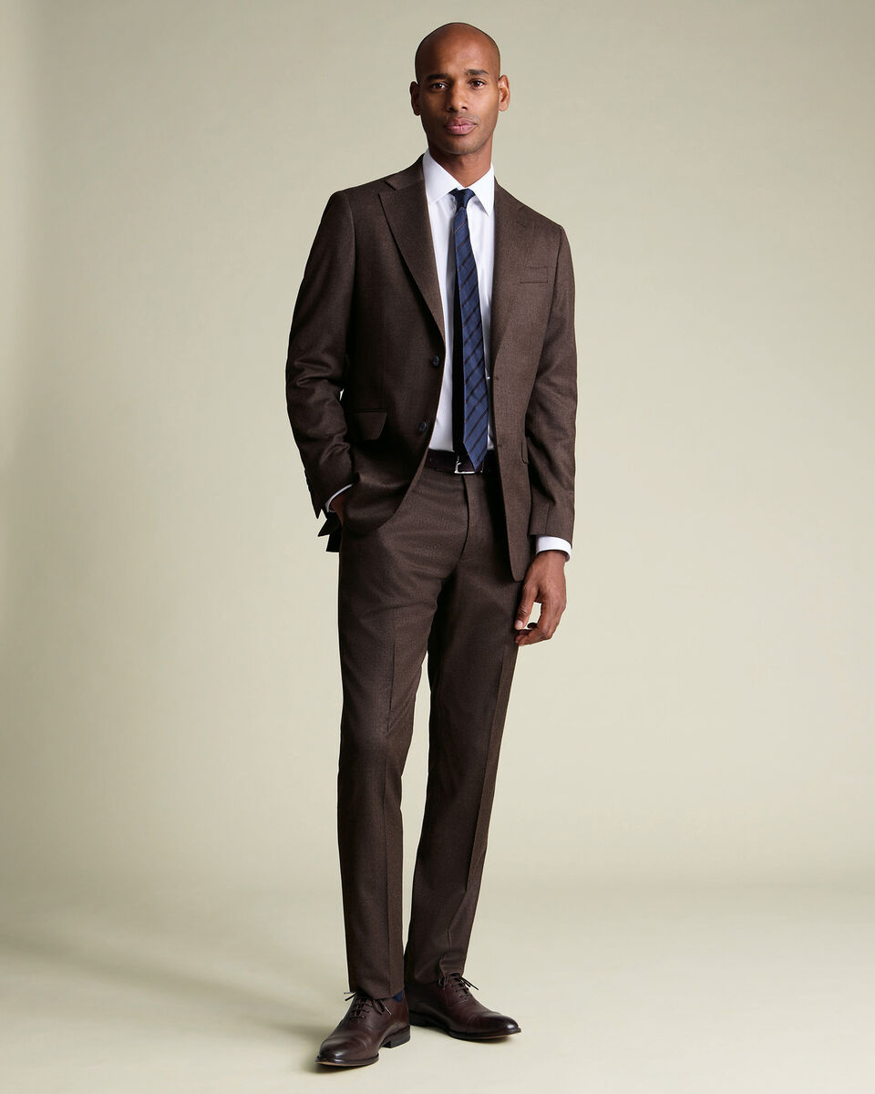 Italian Flannel Suit Jacket - Chocolate Brown