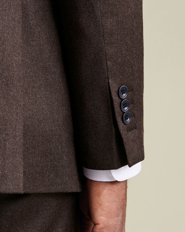 Italian Flannel Suit Jacket - Chocolate Brown
