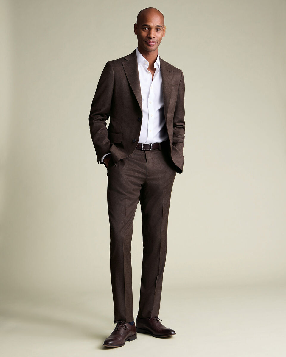 Italian Flannel Suit Jacket - Chocolate Brown Main image