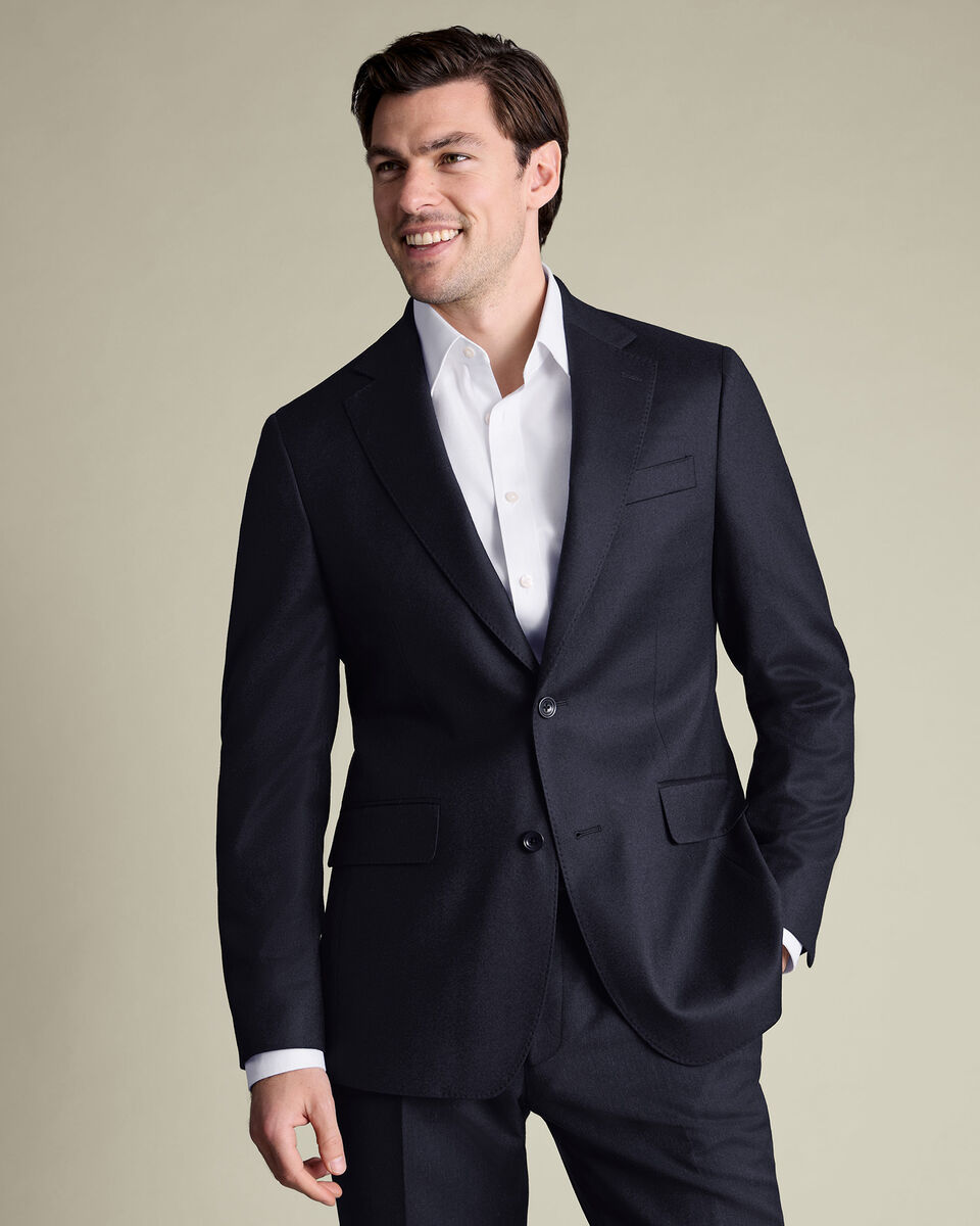 Italian Flannel Suit Jacket - Navy Main image