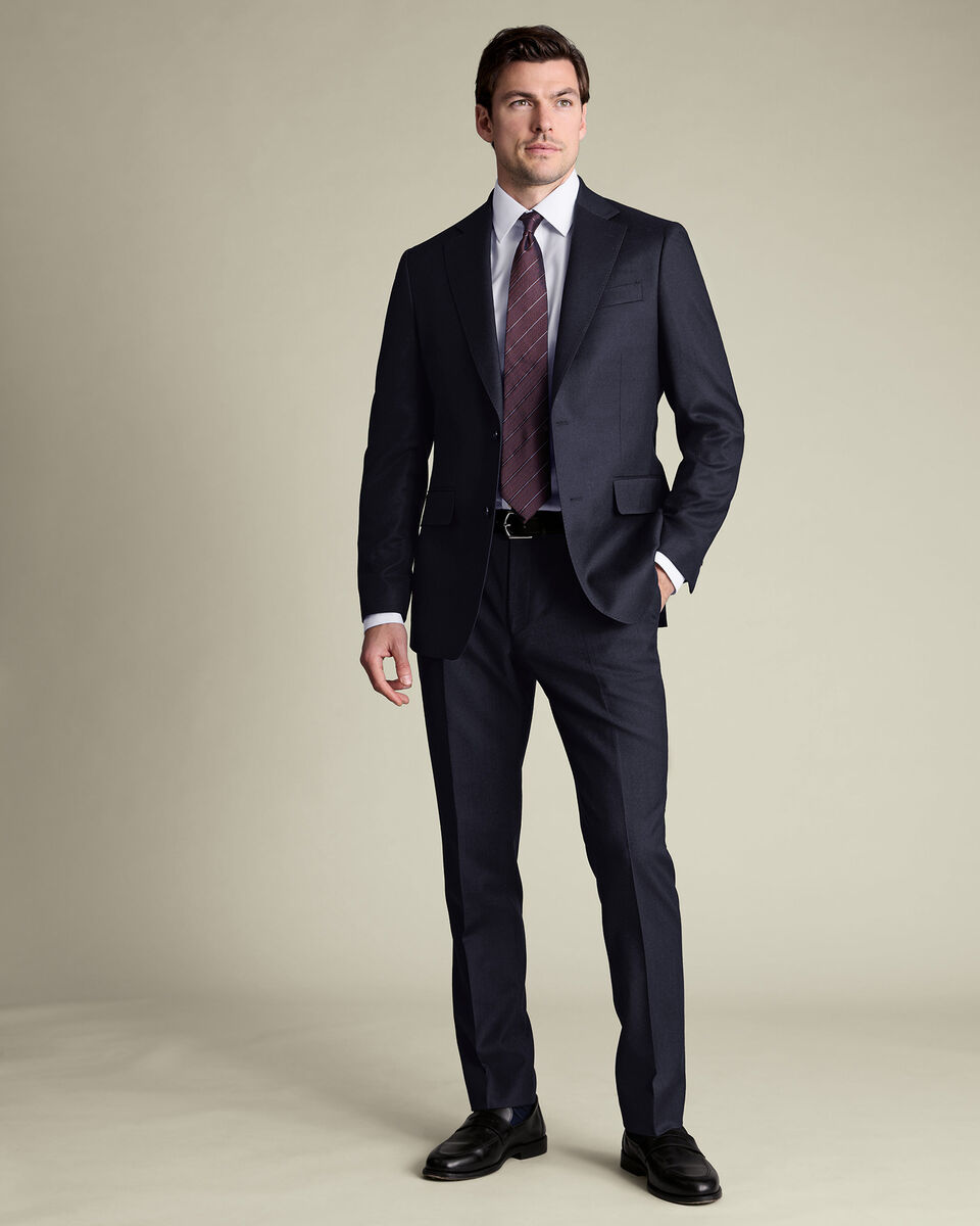 Italian Flannel Suit Jacket - Navy