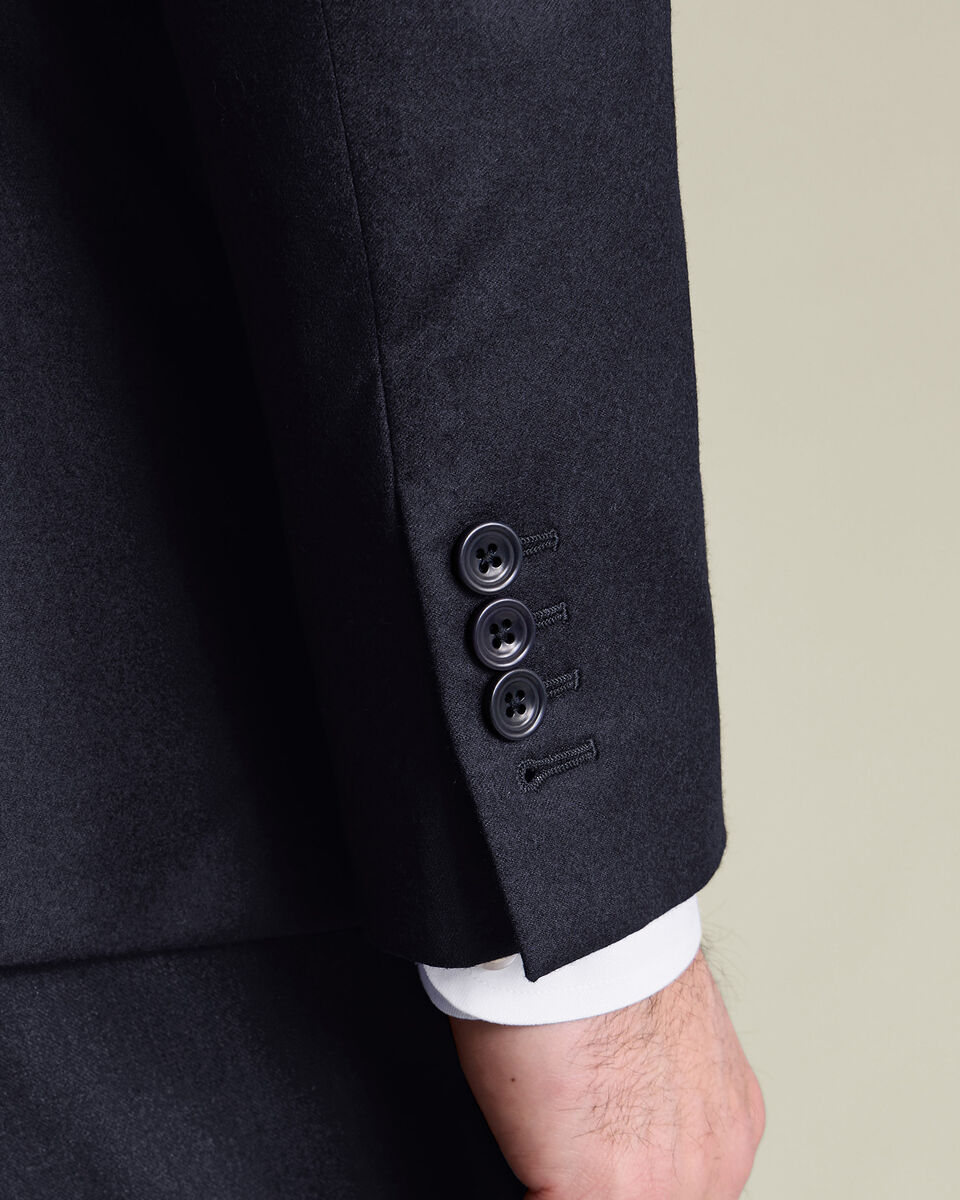Italian Flannel Suit Jacket - Navy