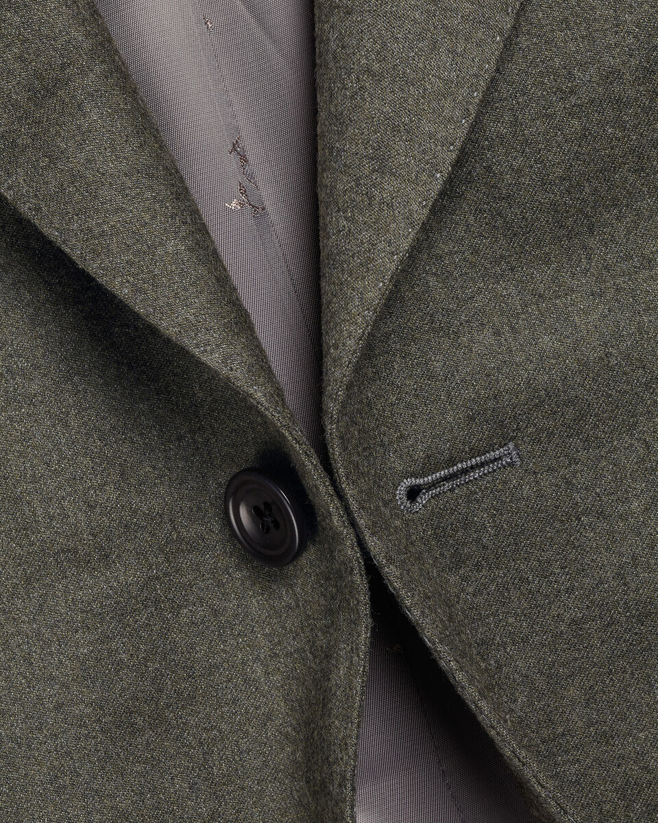 Italian Flannel Suit Jacket - Olive Green