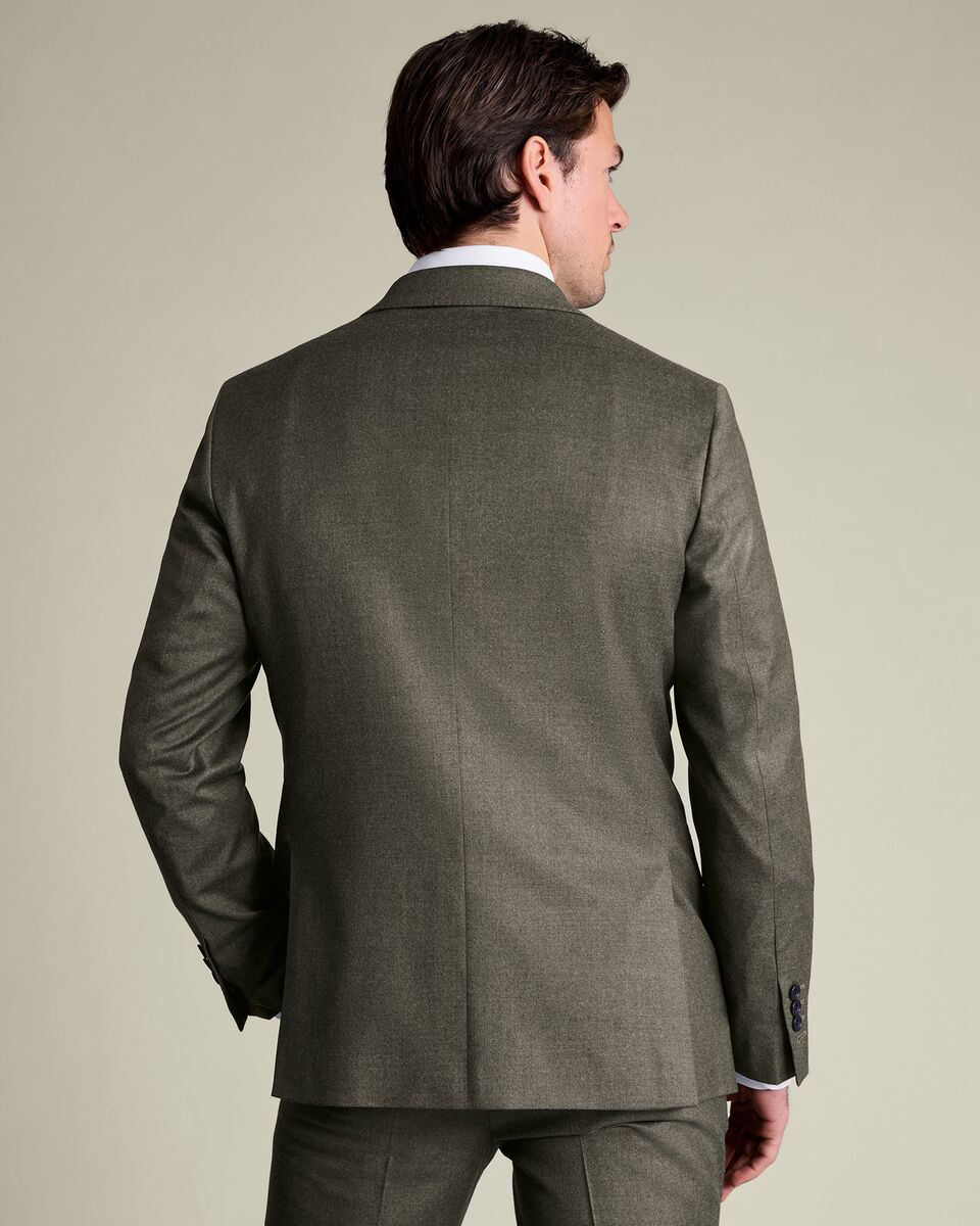 Italian Flannel Suit Jacket - Olive Green