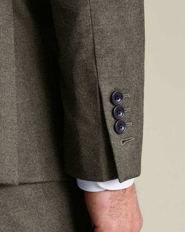 Italian Flannel Suit Jacket - Olive Green