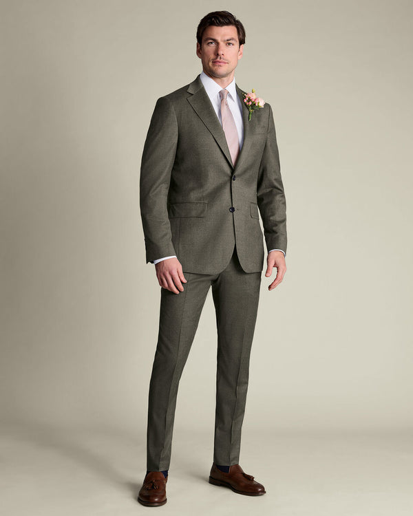 Italian Flannel Suit Jacket - Olive Green