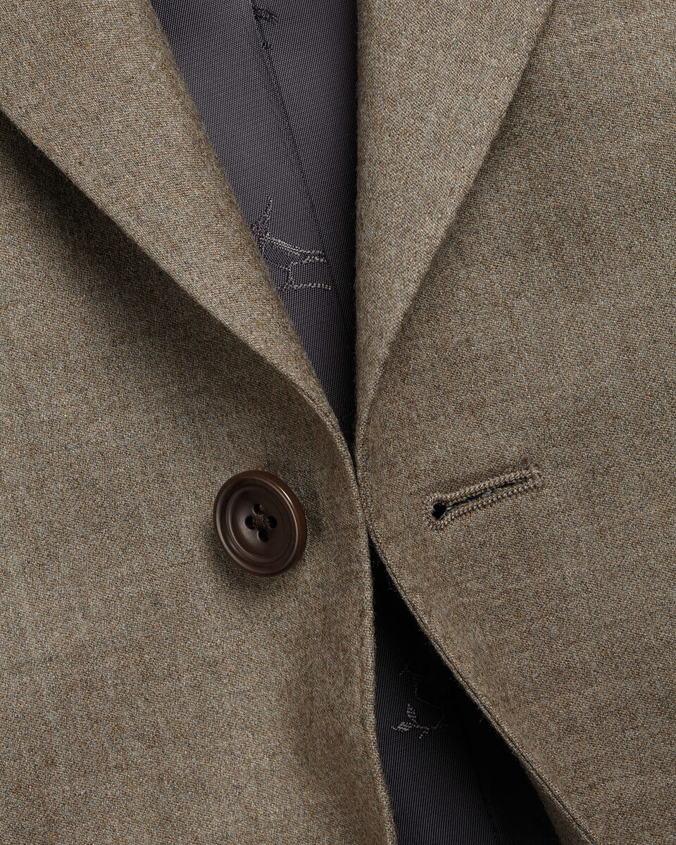 Italian Flannel Suit Jacket - Taupe