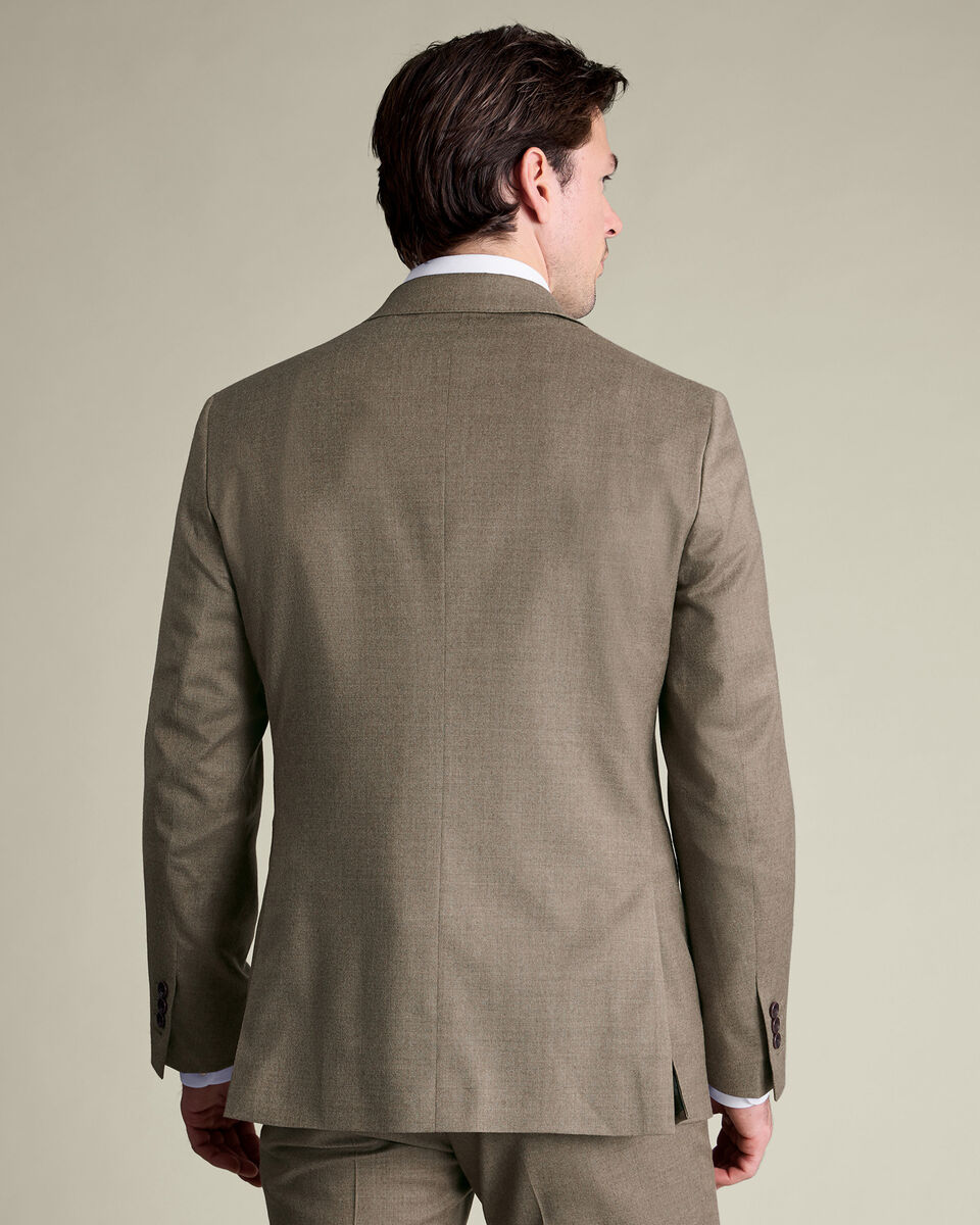 Italian Flannel Suit Jacket - Taupe