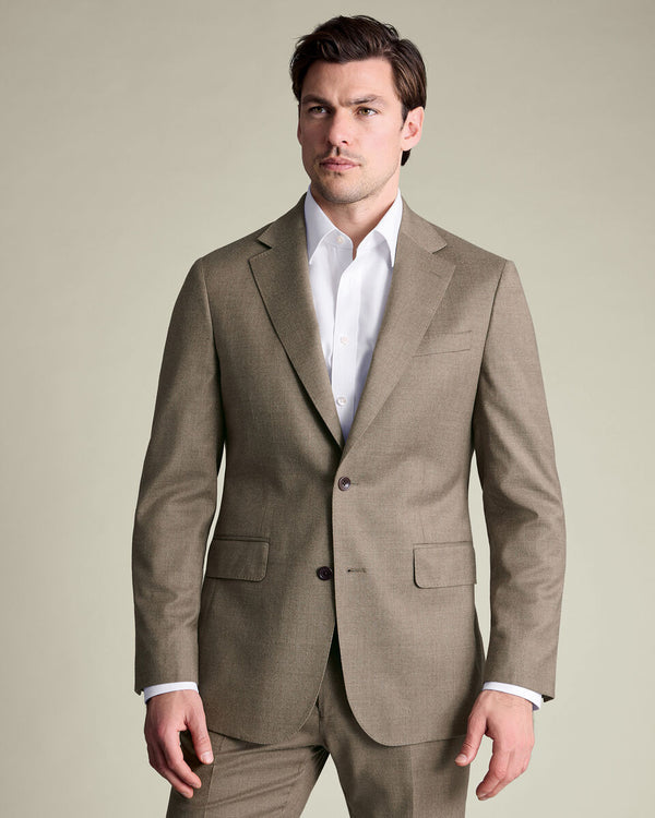 Italian Flannel Suit Jacket - Taupe