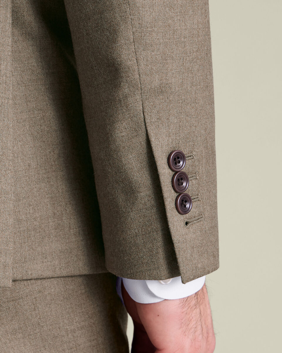 Italian Flannel Suit Jacket - Taupe